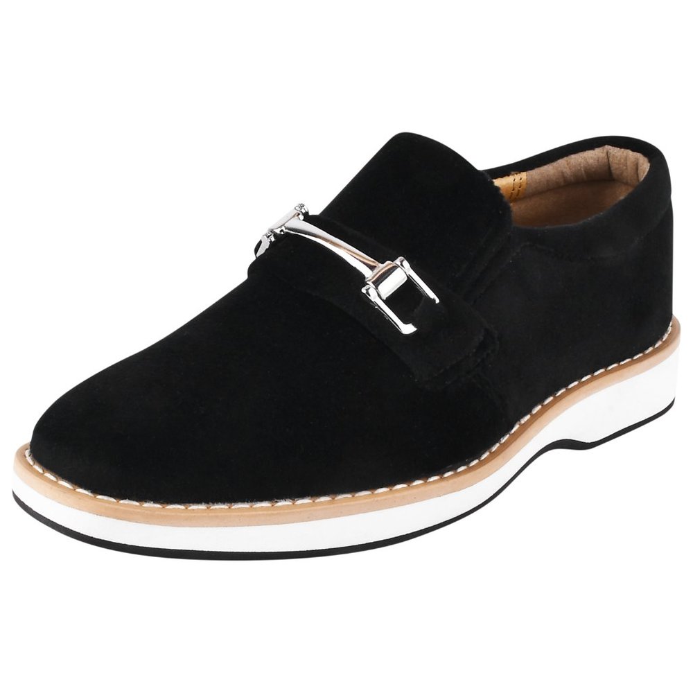 Rachel Black Boys Velvet Loafers With Buckle Casual Tuxedo Slip On Shoes for Kid